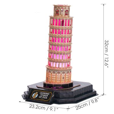 Пъзел 3D Leaning Tower of Pisa Night Edition с LED светлини CubicFun L535h 
