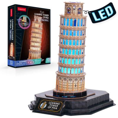 Пъзел 3D Leaning Tower of Pisa Night Edition с LED светлини CubicFun L535h 
